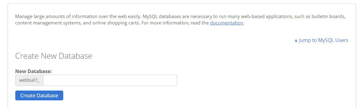 BlueHost New Database